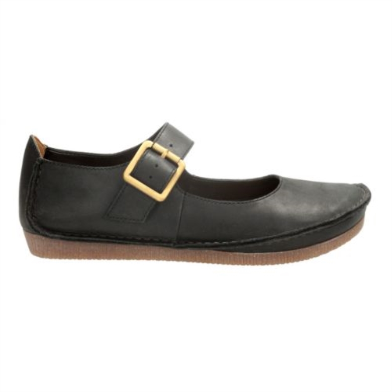 Schwarzes Leder Clarks Janey Juni
