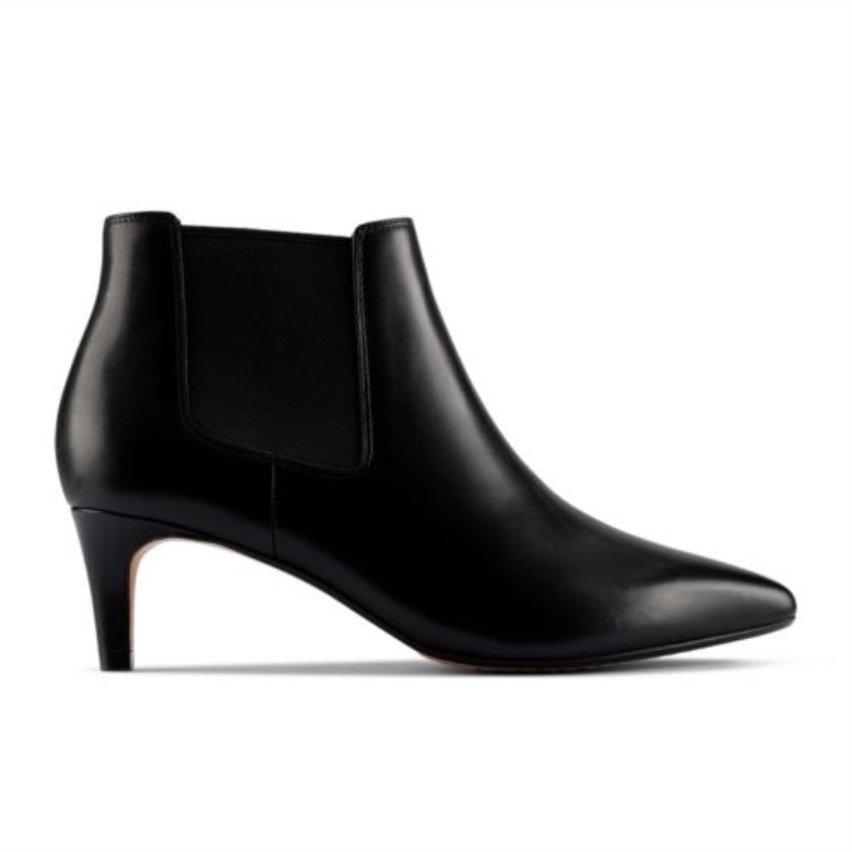 Schwarzes Leder Clarks Laina 55 Boot2