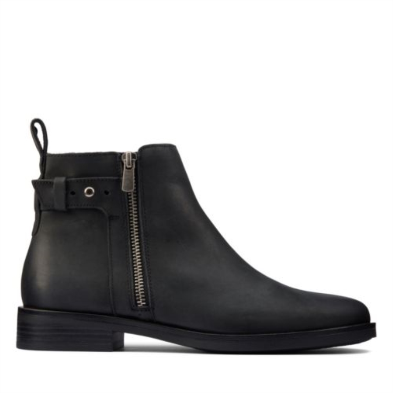 Schwarzes Leder Clarks Memi Lo