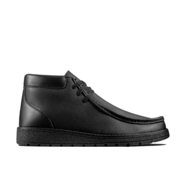Schwarzes Leder Clarks Mendip Loop Jnr F Fit