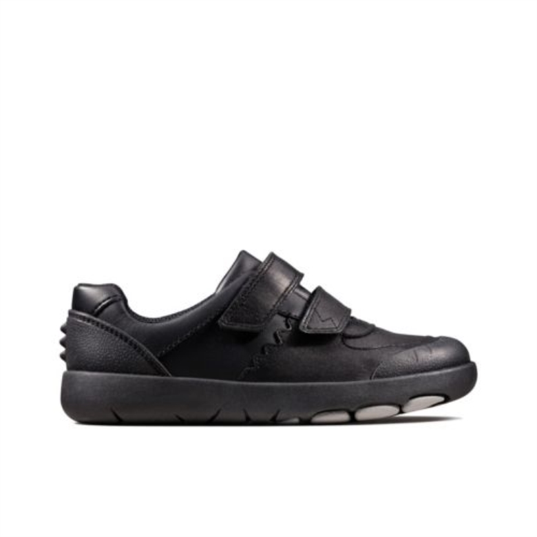 Schwarzes Leder Clarks Rex Pace Jnr F Fit