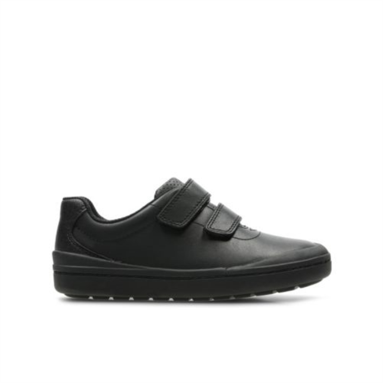 Schwarzes Leder Clarks Rock Play Inf G Fit