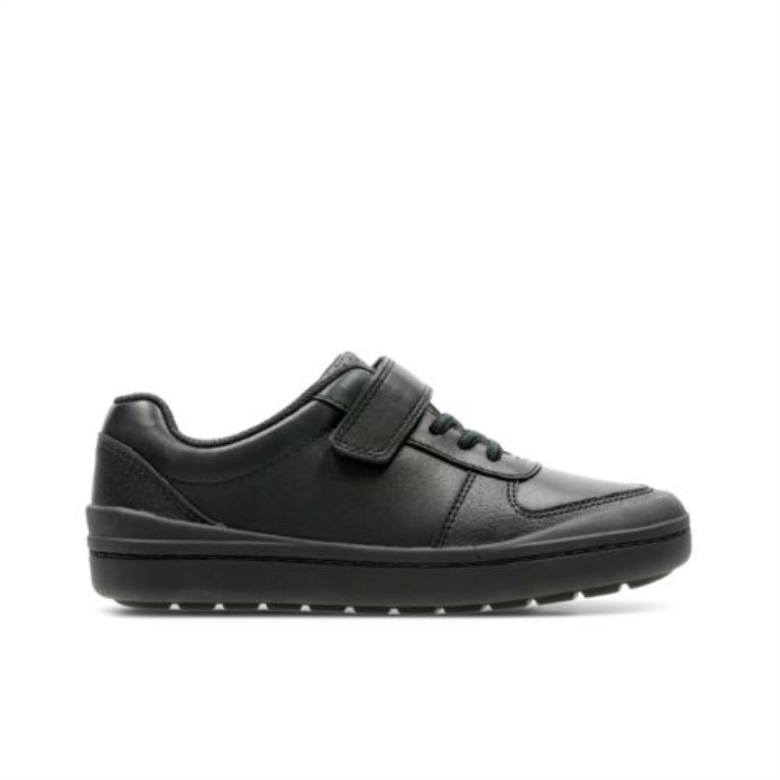 Schwarzes Leder Clarks Rocken Verve Inf F Fit