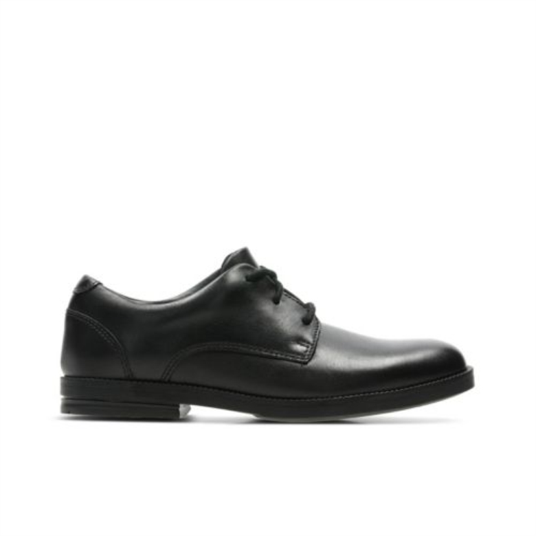 Schwarzes Leder Clarks Rufus Edge Jnr G Fit