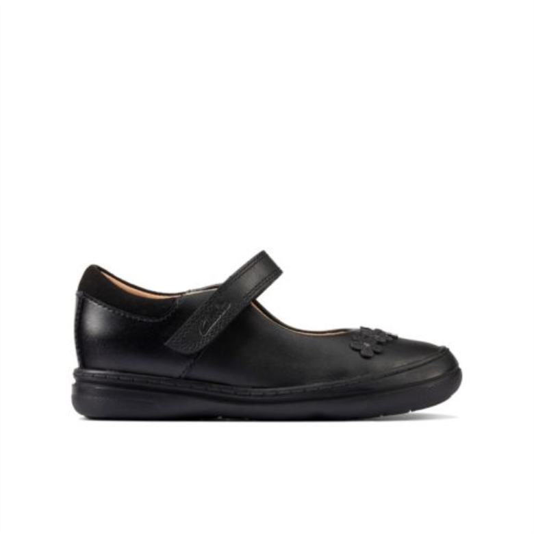 Schwarzer Leder Clarks Scooter Jump Inf F Fit