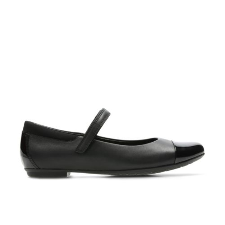 Schwarzes Leder Clarks Tizz Talk Jnr G Fit