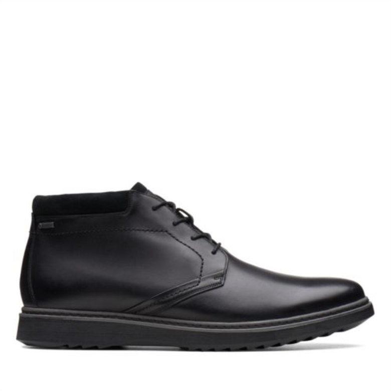 Schwarzes Leder Clarks Un Geo Mid Gtx