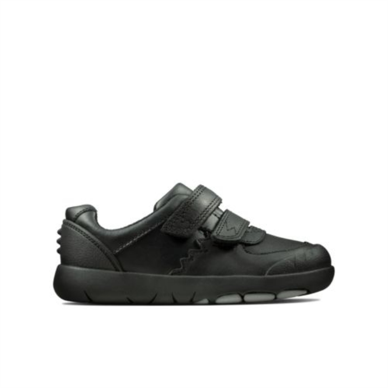 Schwarzes Leder Rex Pace Inf F Fit Clarks