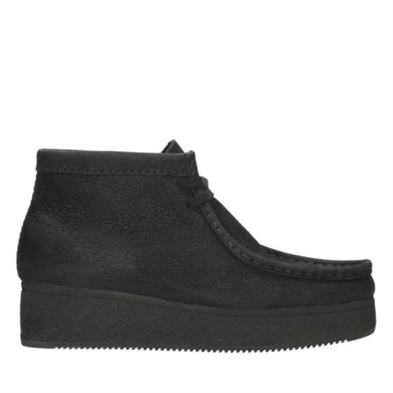 Wallabee-wedge-clarks Aus Schwarzem Nubukleder