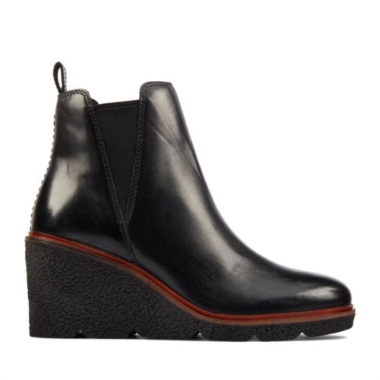 Clarkford Top Schwarzes Leder Clarks