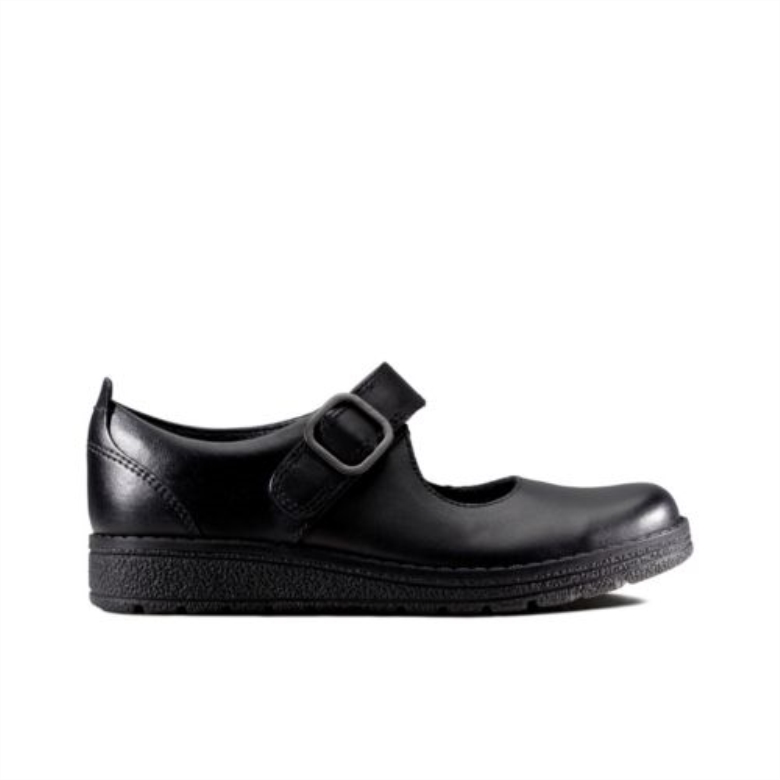 Clarks Schwarzes Leder Mendip Stitch Inf F Fit