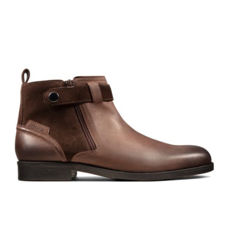 Clarks Brocton Reißverschluss Braunes Leder