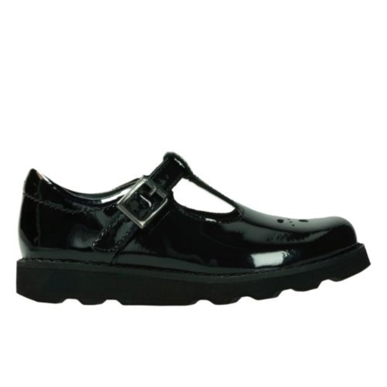 Clarks Crown Wish Inf F Fit Schwarzes Lackleder