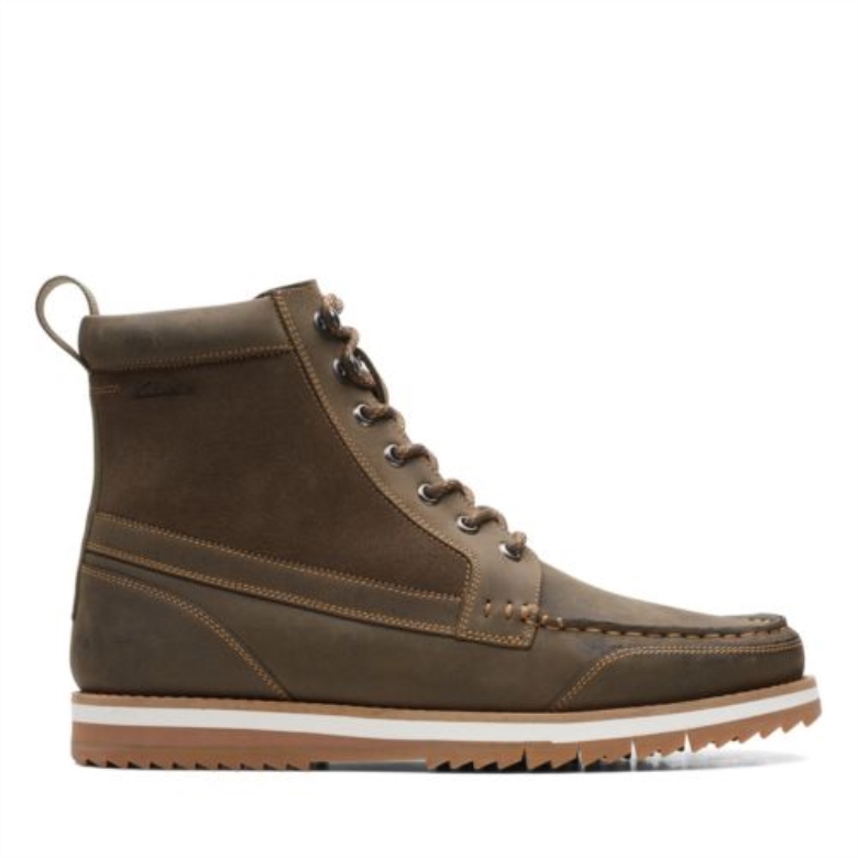 Clarks Dunkel Olive Leder Durston Hallo