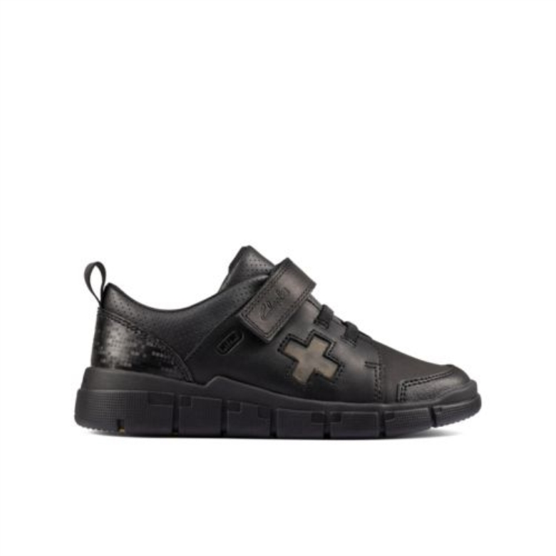 Clarks Codieren Flash Inf F Fit Schwarzes Leder