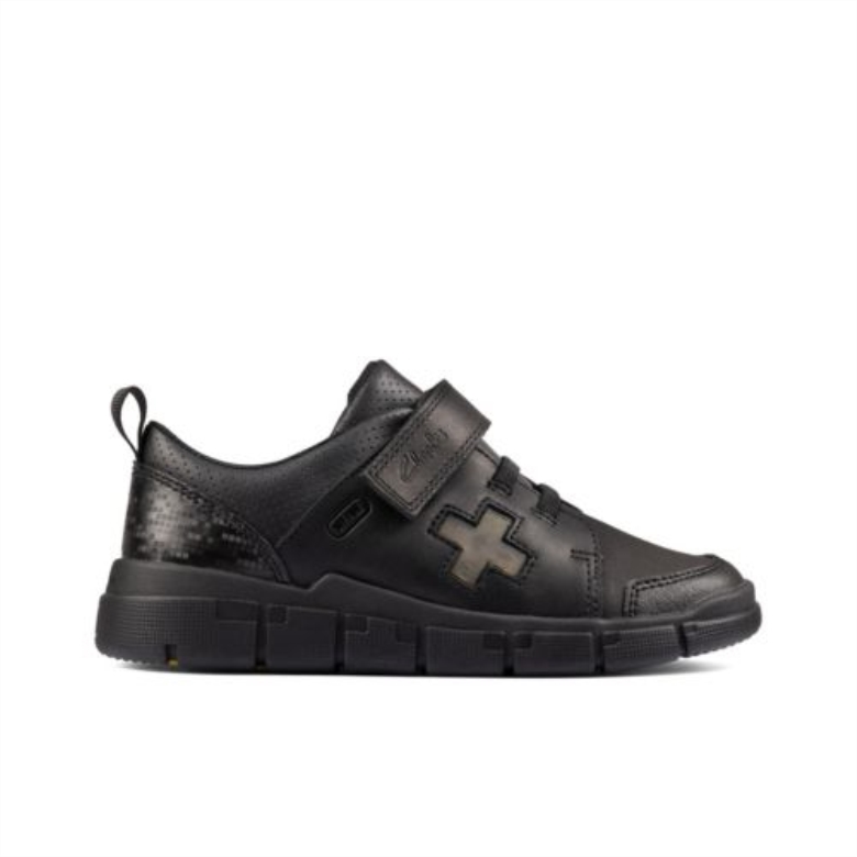 Clarks Encode Flash Jnr G Fit Schwarzes Leder