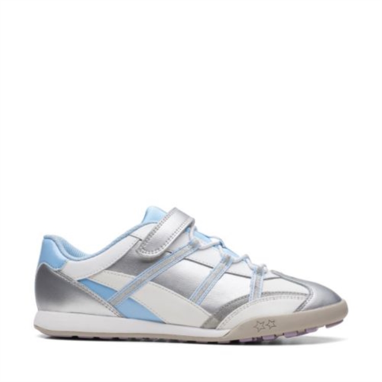 Clarks White Kichern Lite Jnr F Fit