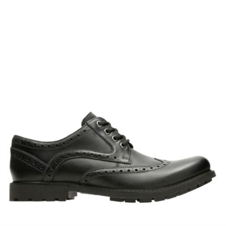 Curington Flügel Clarks Schwarzes Leder