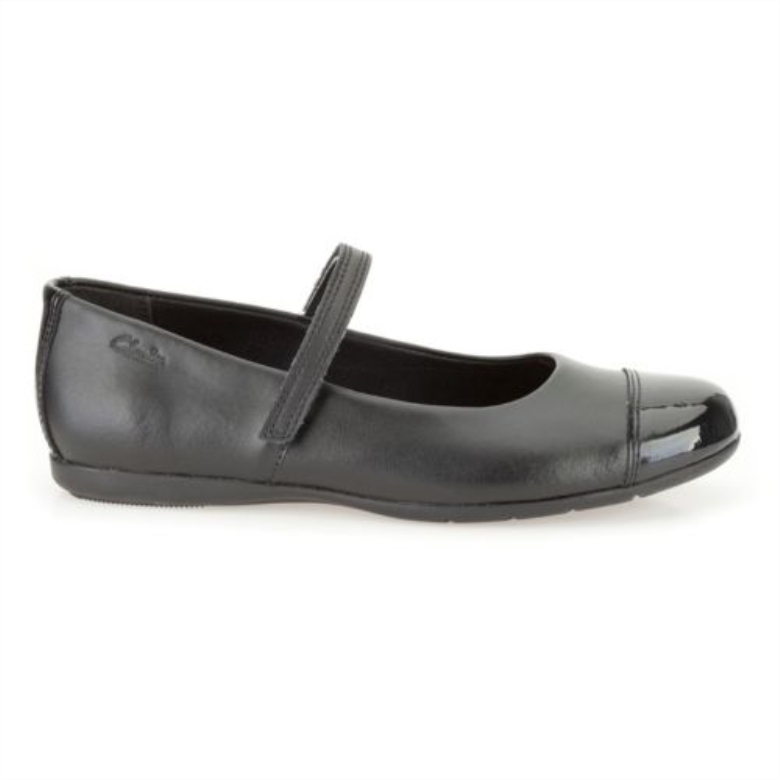 Dance Step Jnr G Fit Clarks Schwarzes Leder