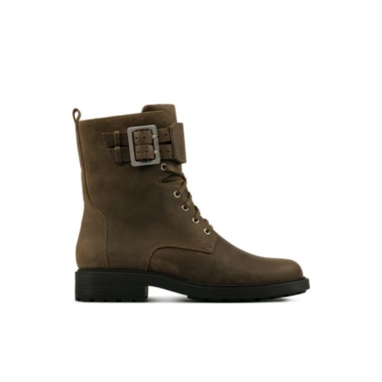 Dunkeloliv Leder Clarks Orinoco2 Spitze