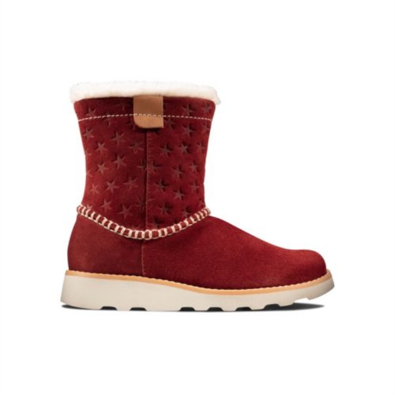 Dunkelrotes Wildleder Clarks Crown Piper Inf F Fit