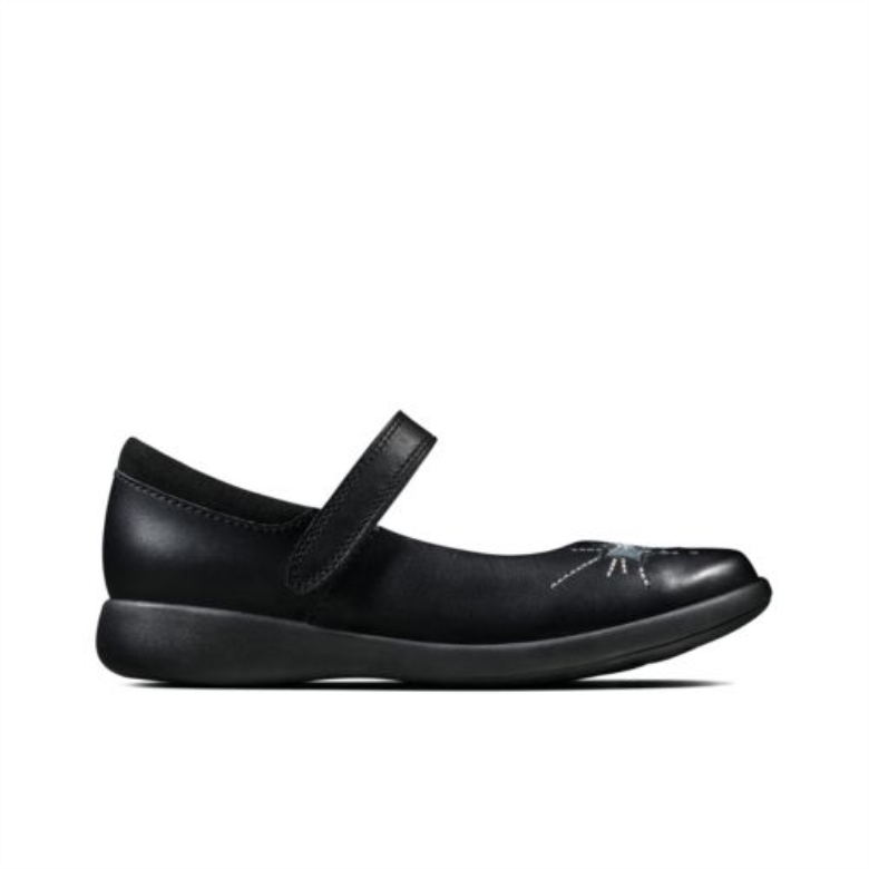 Etch Spark Jnr G Fit Clarks Schwarzes Leder