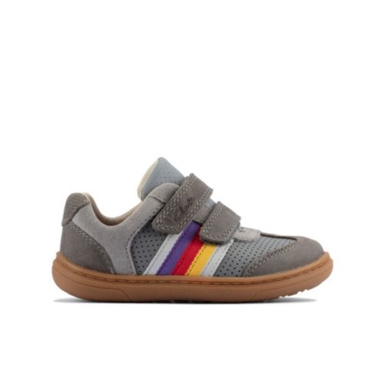 Graues Leder Clarks Flash Beau Fst G Fit
