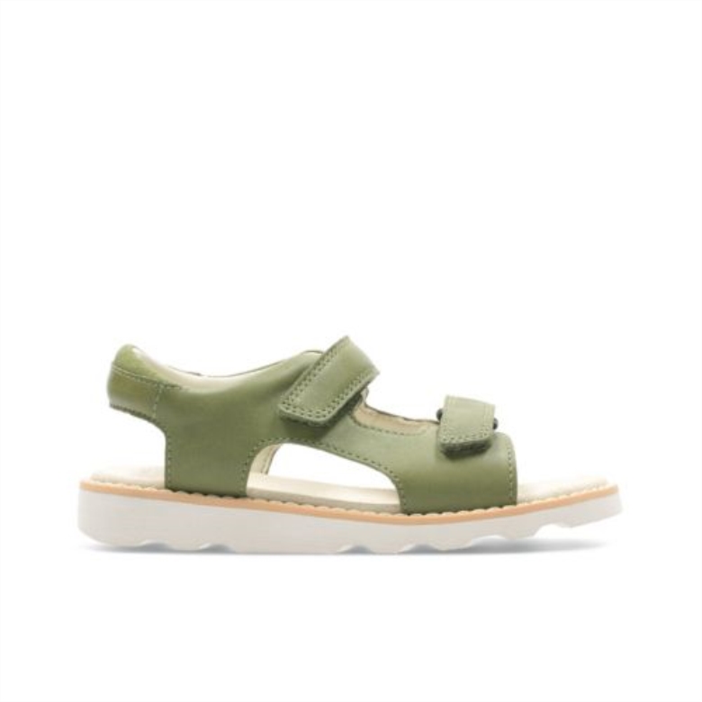 Khaki Leder Clarks Crown Root Jnr G Fit