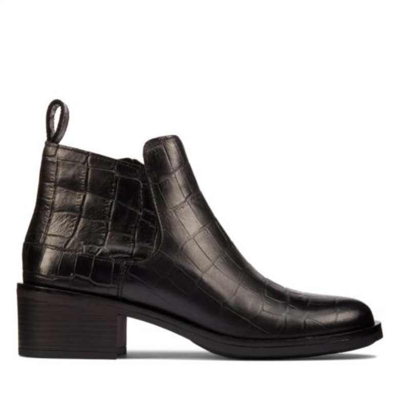 Memi Zip Clarks Schwarz Kroko