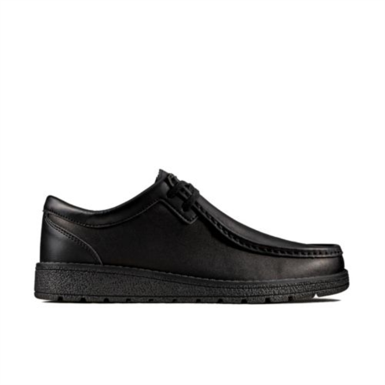 Mendip Craft Jnr F Fit Schwarzes Leder Clarks