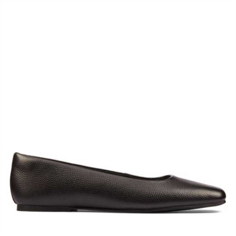 Reines Ballet2 Clarks Schwarzes Leder
