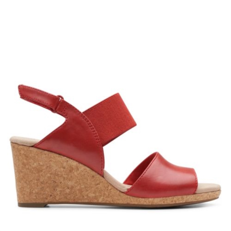 Rote Leder-/textilkombination Clarks Lafley Lily