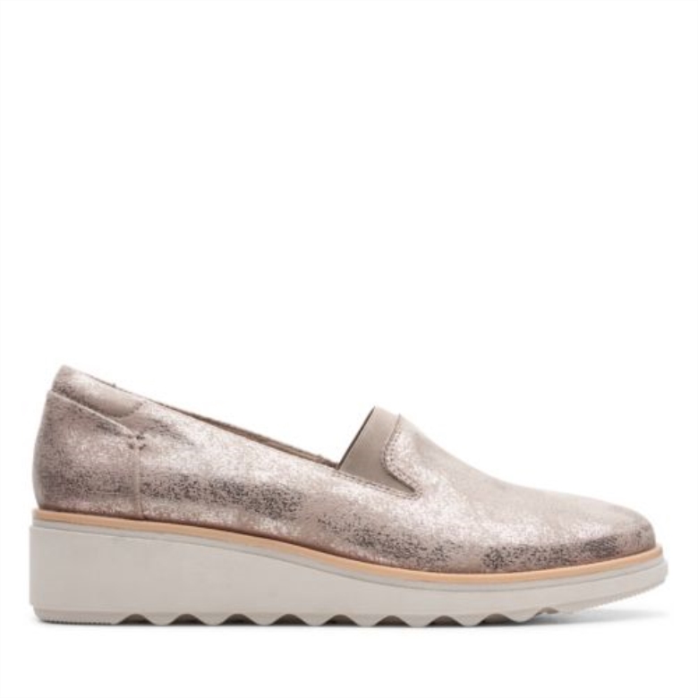 Sharon Dolly Clarks Zinnfarbenes Metallic-textil