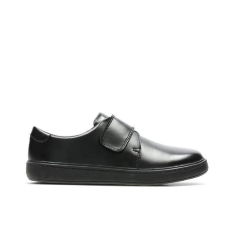 Street Shine Inf G Fit Schwarzes Leder Clarks