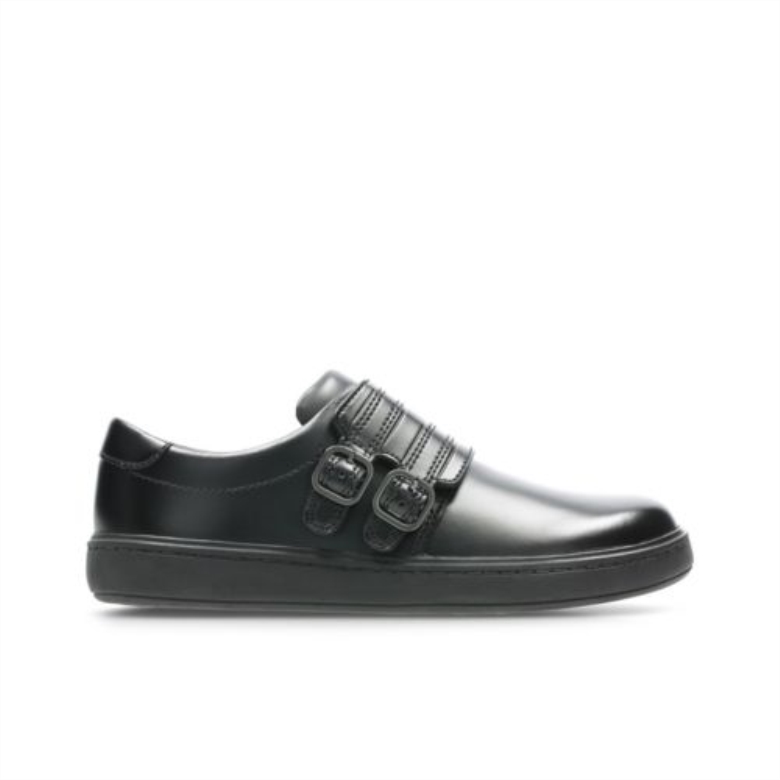 Street Stride Jnr F Fit Clarks Schwarzes Leder