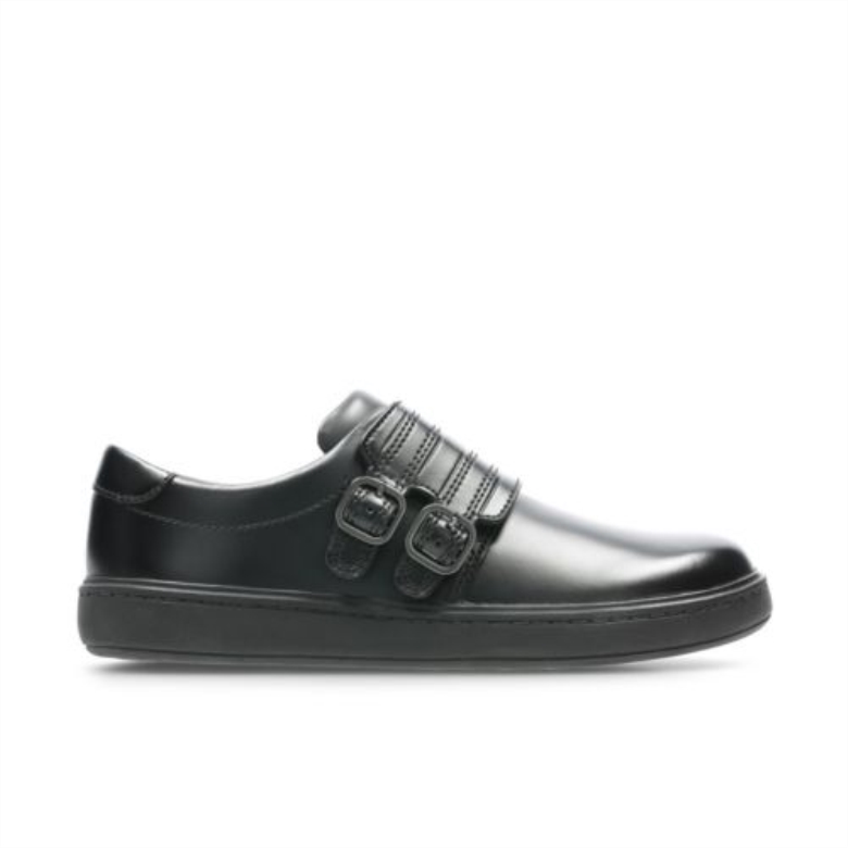 Street Stride Jnr G Fit Clarks Schwarzes Leder