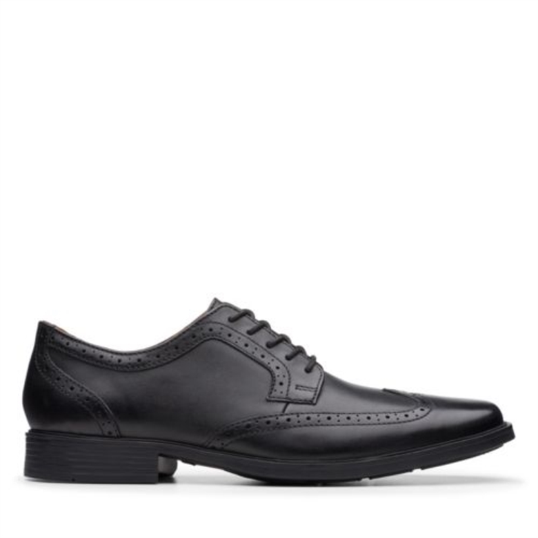 Tilden Flügel Clarks Schwarzes Leder