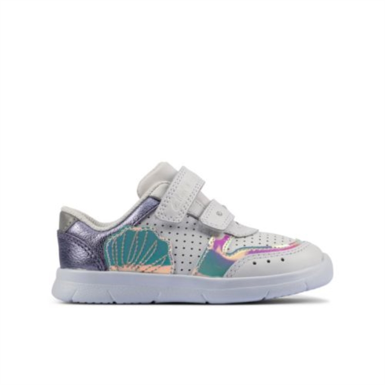 Weißes Leder Clarks Ath Shell Fst G Fit