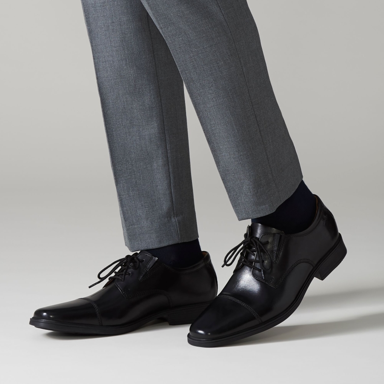 Schwarze Lederne Tildenmütze Clarks