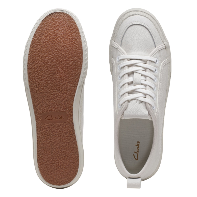 Weiße Leder Clarks Roxby Spitze