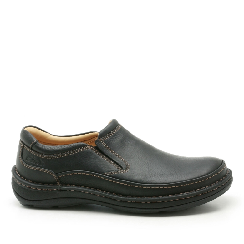 Natur Easy Clarks Schwarzes Leder