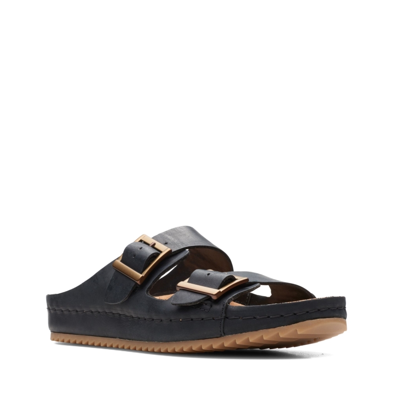 Clarks Schwarzes Leder Brookleigh Sonne
