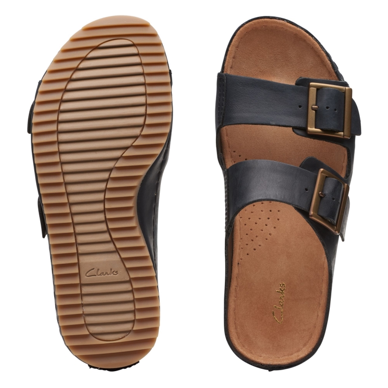 Clarks Schwarzes Leder Brookleigh Sonne