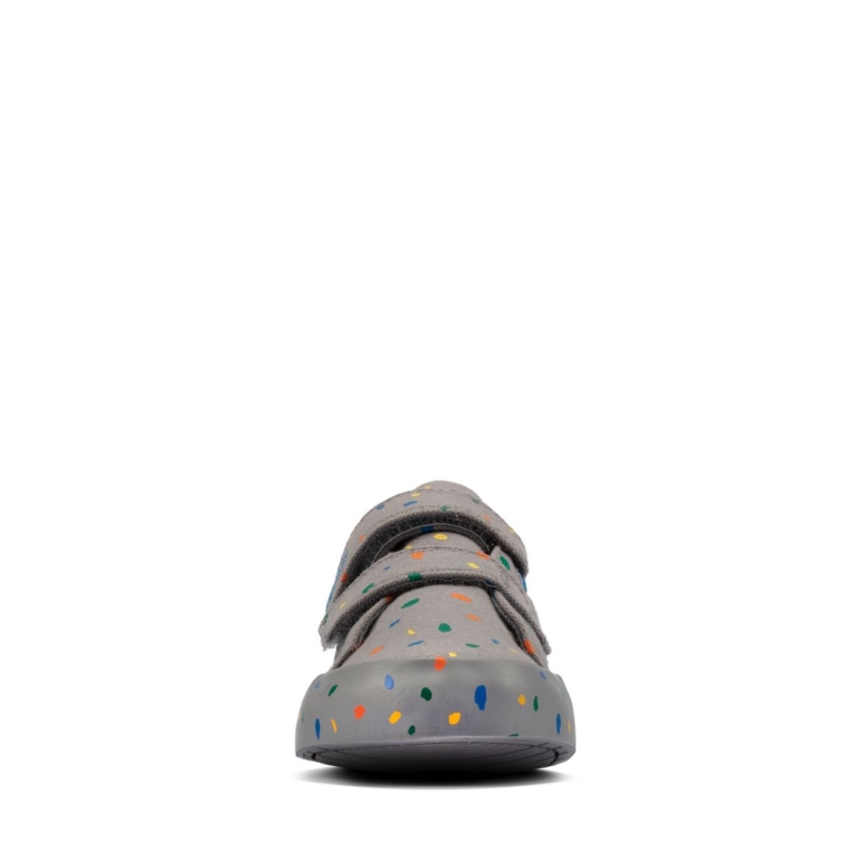 Stockfleckiger Druck Auf Grauem Canvas Von Clarks
