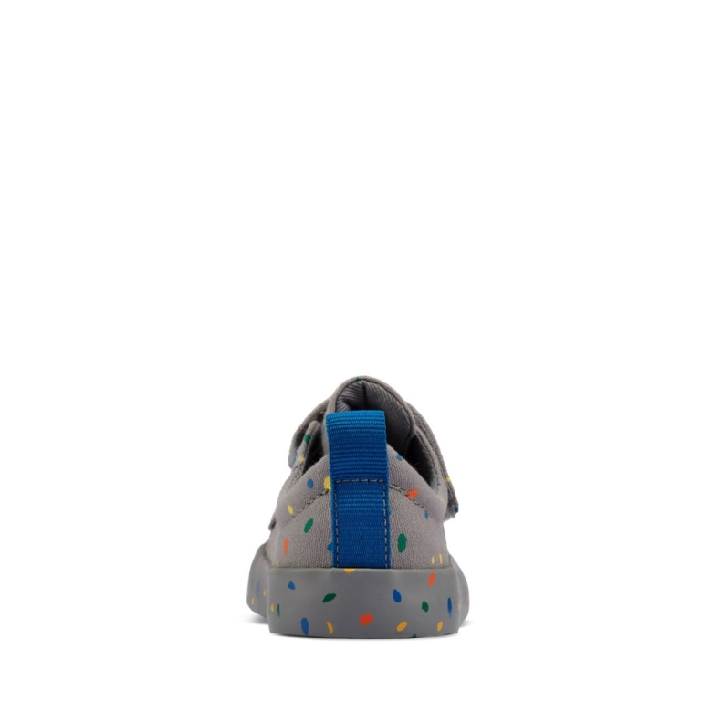 Stockfleckiger Druck Auf Grauem Canvas Von Clarks