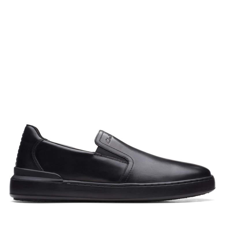 Court Lite Slip Aus Schwarzem Leder Clarks