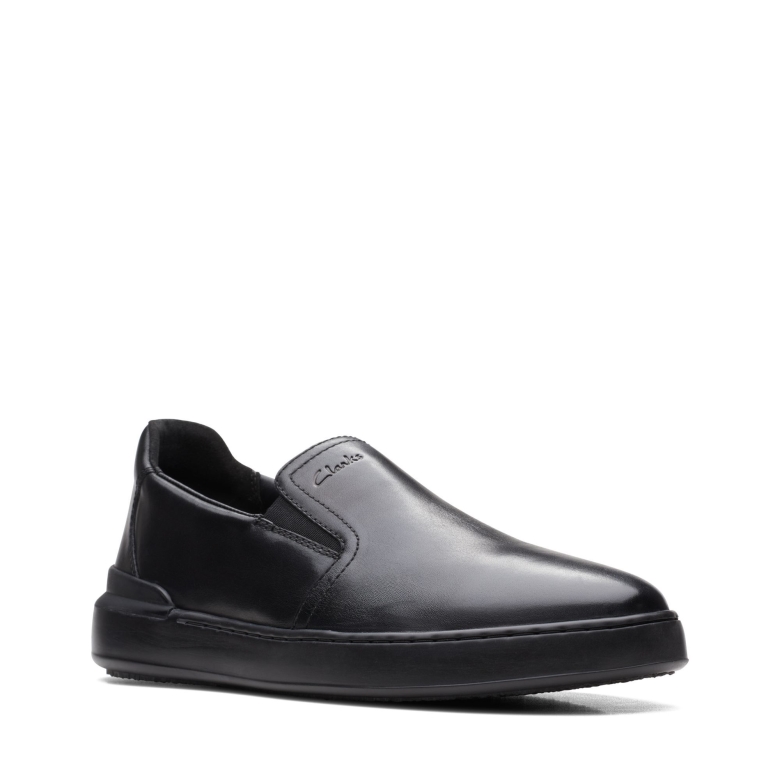 Court Lite Slip Aus Schwarzem Leder Clarks