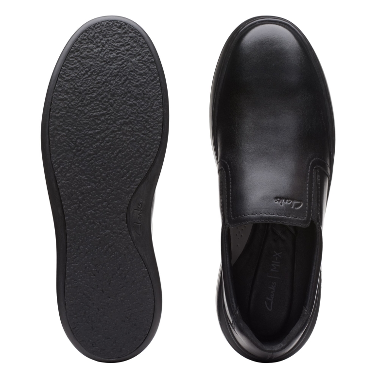 Court Lite Slip Aus Schwarzem Leder Clarks