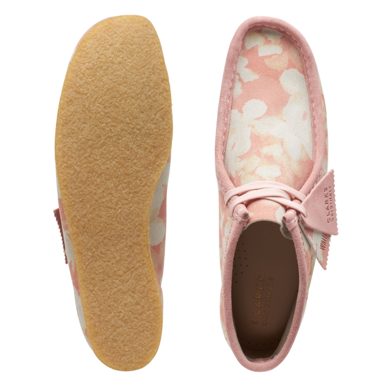 Rosé Geblümter Clarks Wallabee-Stiefel