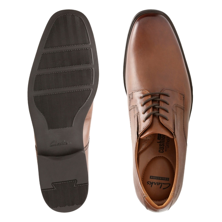 Dunkelbraunes Leder Clarks Tilden Einfarbig